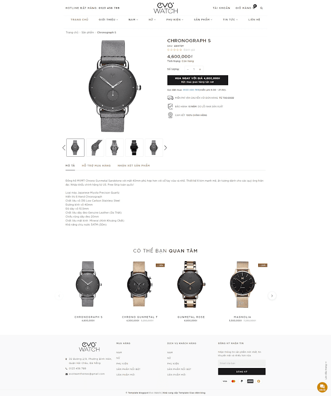 Template blogspot bán đồng hồ đẹp chuẩn seo